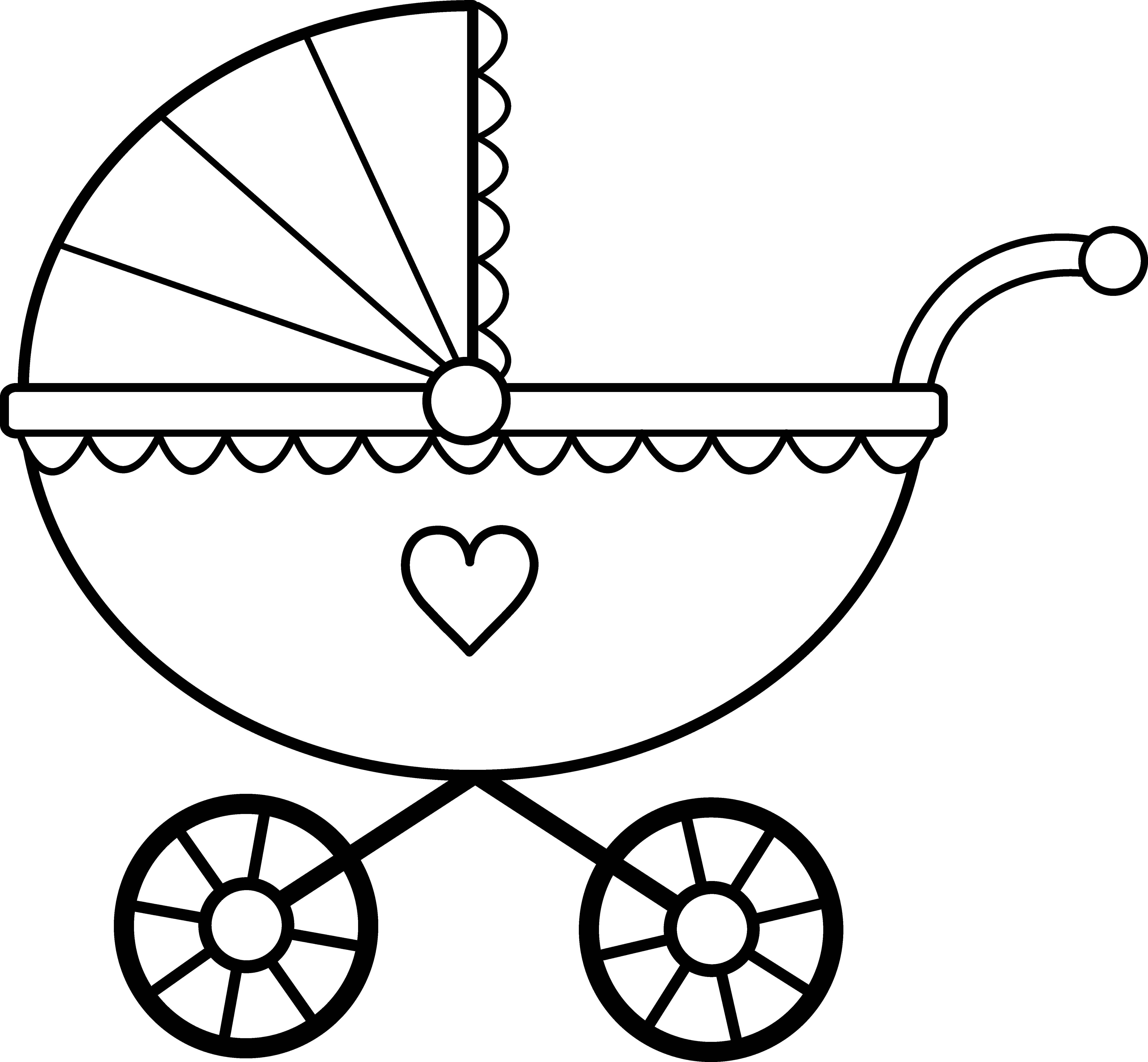 Baby Stroller Pictures Clip Art Medium Size - Baby Stroller Coloring Page (5928x5481)