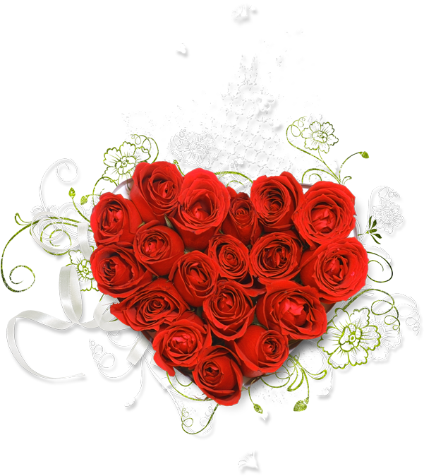 Clipart Green Bouquet Clipart Purple - Heart Of Roses Png (610x682)