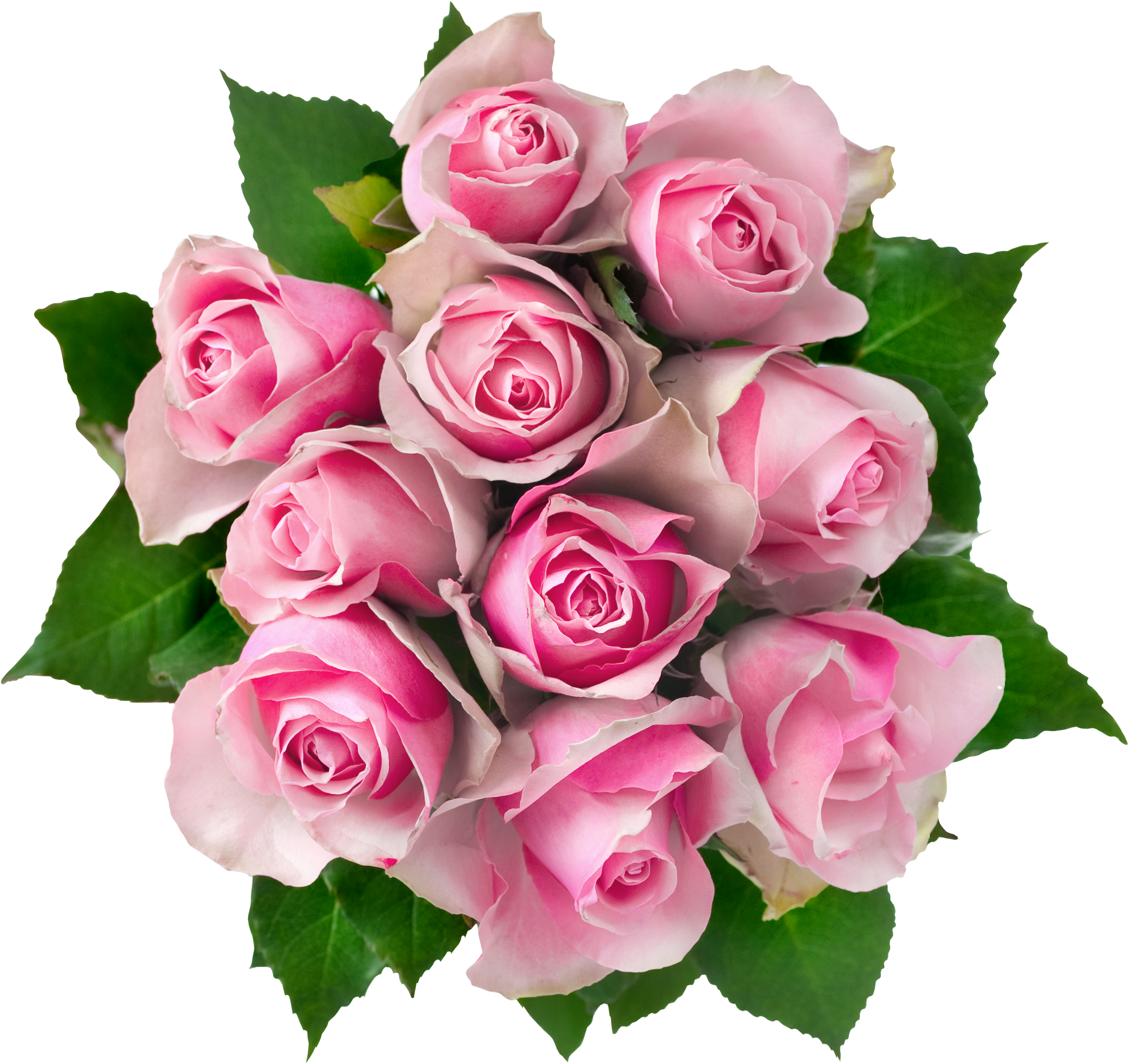 Free Clipart Pink Rose - Bouquet Of 10 Flowers (2245x2110)