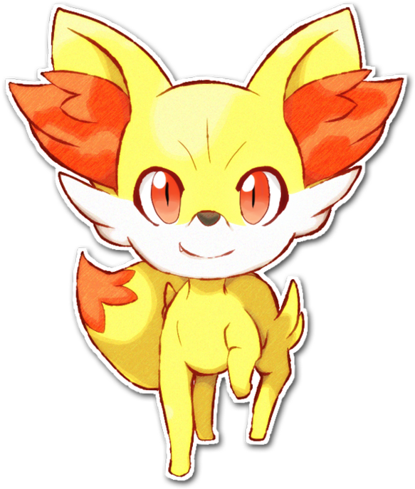 Cute Chibi Lion Download - Cute Fennekin Transparent (600x703)