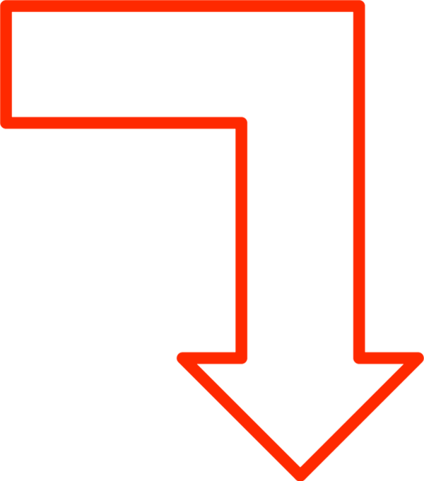 L Shape Arrow Pointing Down - Arrow Pointing Right Then Down (600x681)