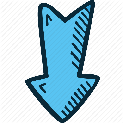 Down Arrow - Blue Hand Drawn Arrow Png (512x512)