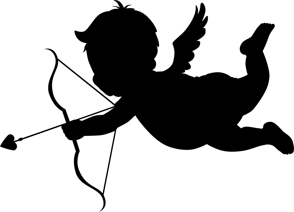 Cupid In Flight Silhouette With Bow And Arrow Svg Png - Cupid Png (980x707)