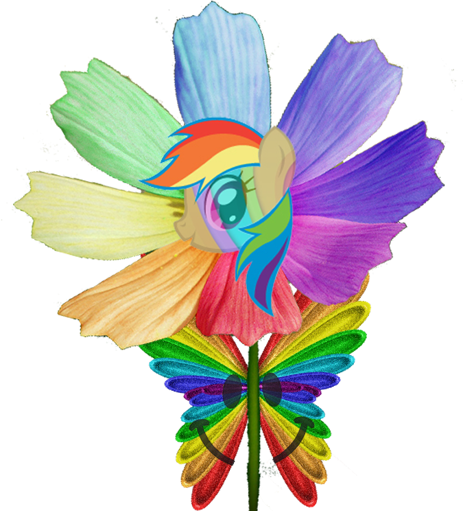 Happy Rainbow Butterfly Pony Flower By Animat505-d4lxjub - Happy Rainbow Butterfly Pony Flower By Animat505-d4lxjub (800x791)
