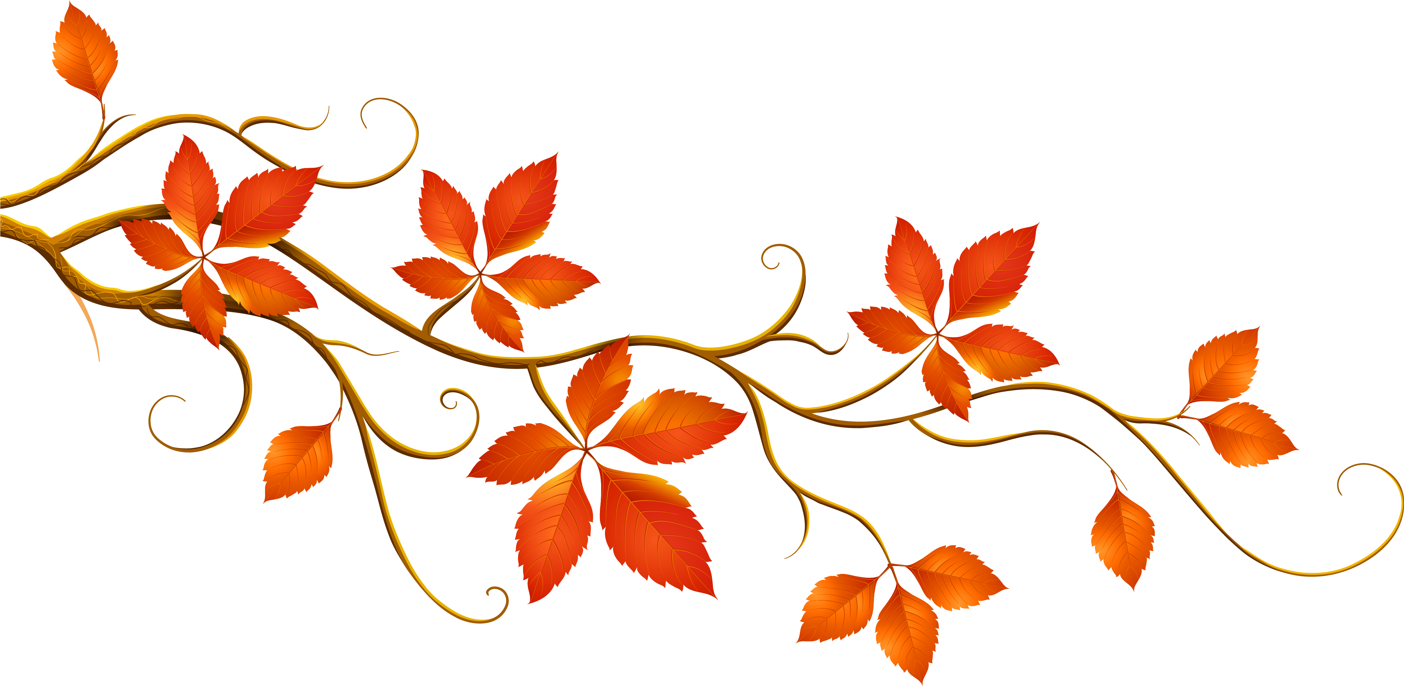 Decorative Branch With Autumn Leaves Png Clipart - Fall Leaves Banner Clip Art (4912x2579)