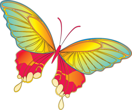 Yellow Butterfly Clipart Png (500x418)