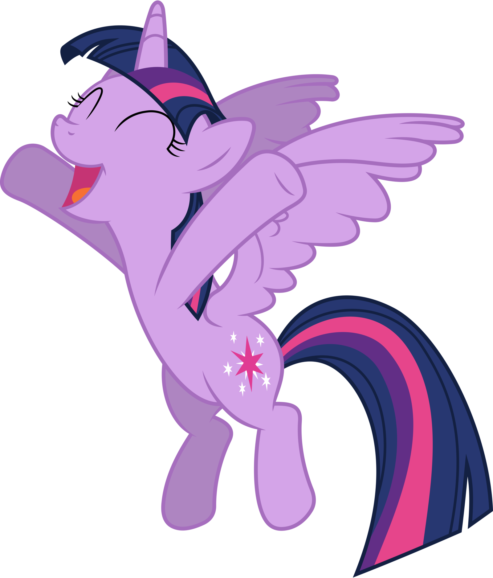 My Little Pony Clipart Cartoon - Alicorn Twilight Sparkle Happy (1600x1875)
