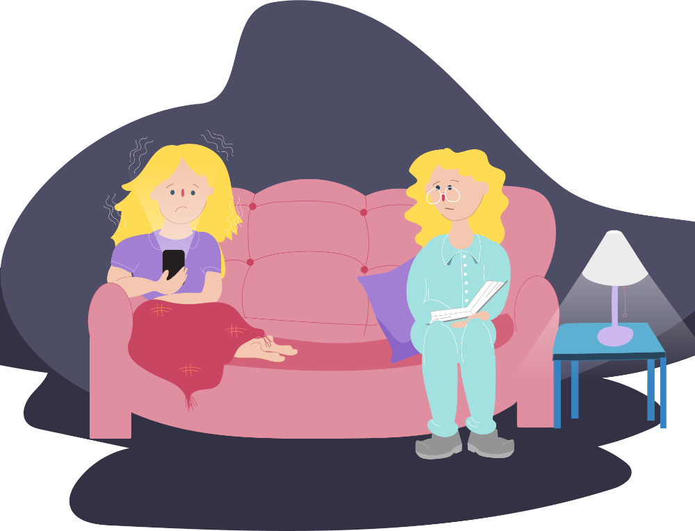 Teen Girl Sitting On Couch Looking At Her Phone With - Sexting (1000x765)