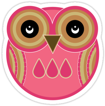 Pink Owl By Louise Partonpink Owl Png - Cute Owl (375x360)