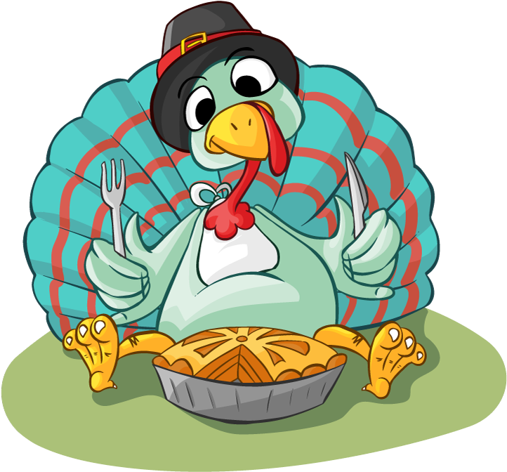 Eating Thanksgiving Turkey Clipart - Thanksgiving Turkey And Pie (1280x1194)