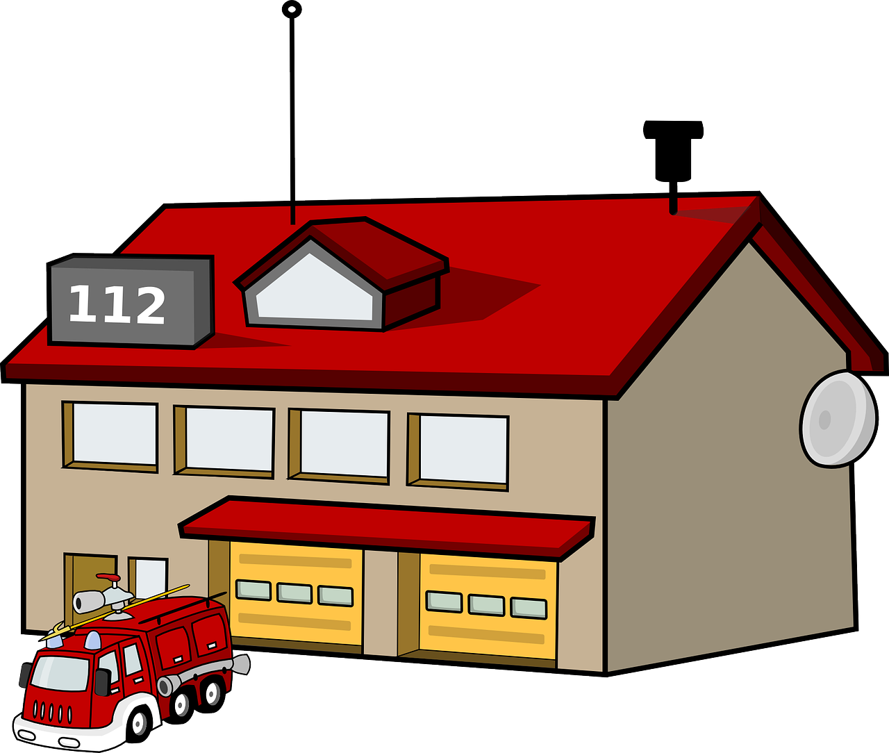 House - Fire Station Clipart (1280x1084)