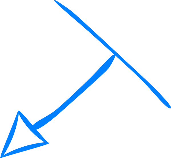 Embedded Blue Arrow Point Down Left Clip Art - Arrow Pointing Down And To The Left (600x554)