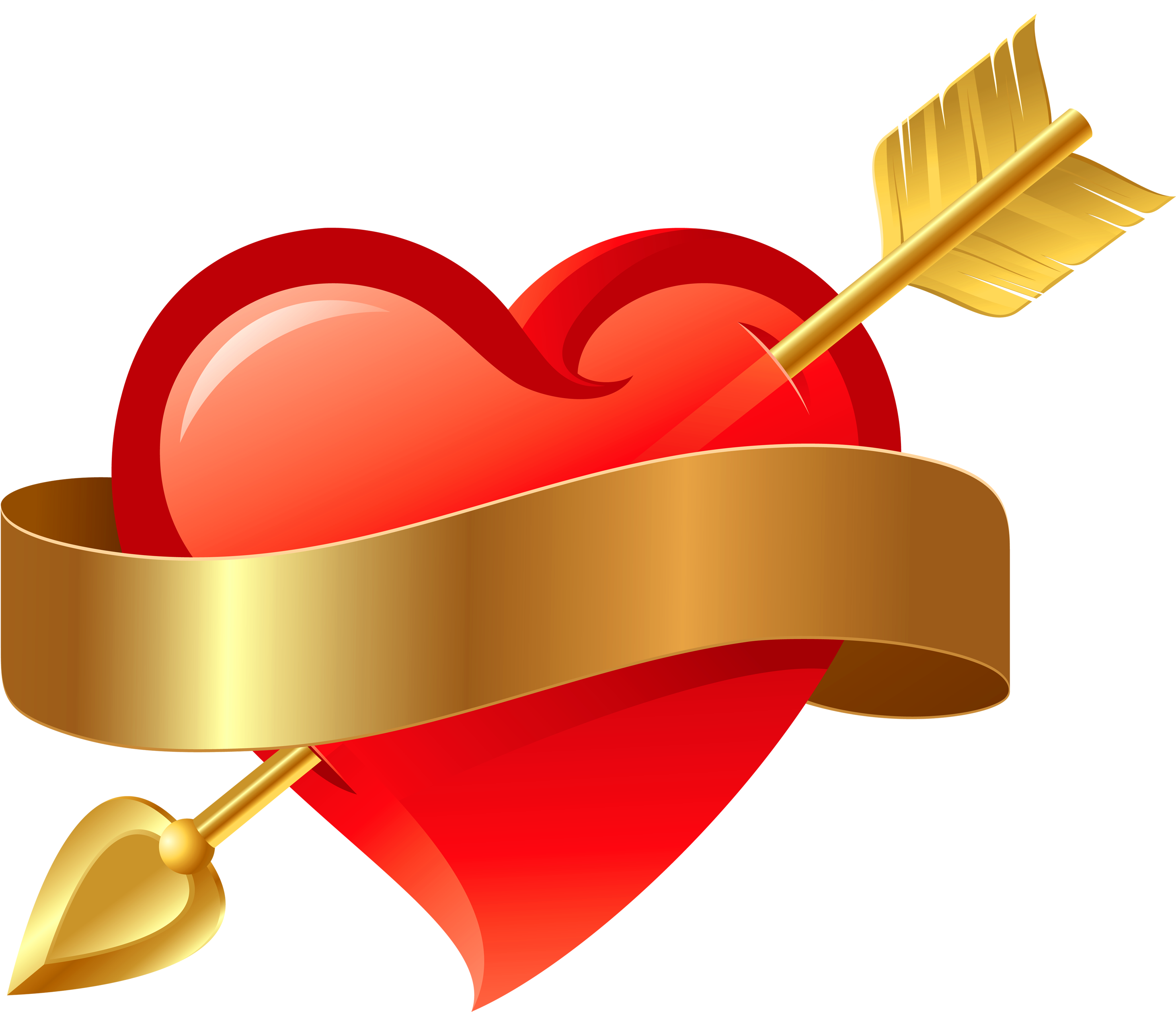 Red Heart With Arrow Png Clipart - Red Heart With Arrow (3000x2549)