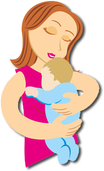 Mom Making Kid Eat Cartoon - Mom And Baby Cartoon Png (350x343)