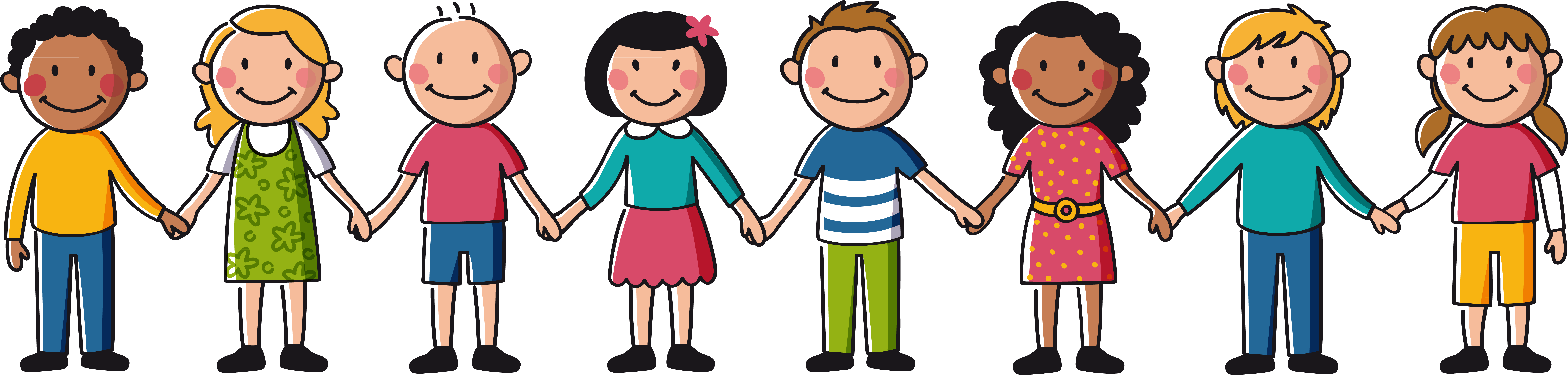 Kids Holding Hands Drawing At Getdrawings - Kids Holding Hands (9158x2188)