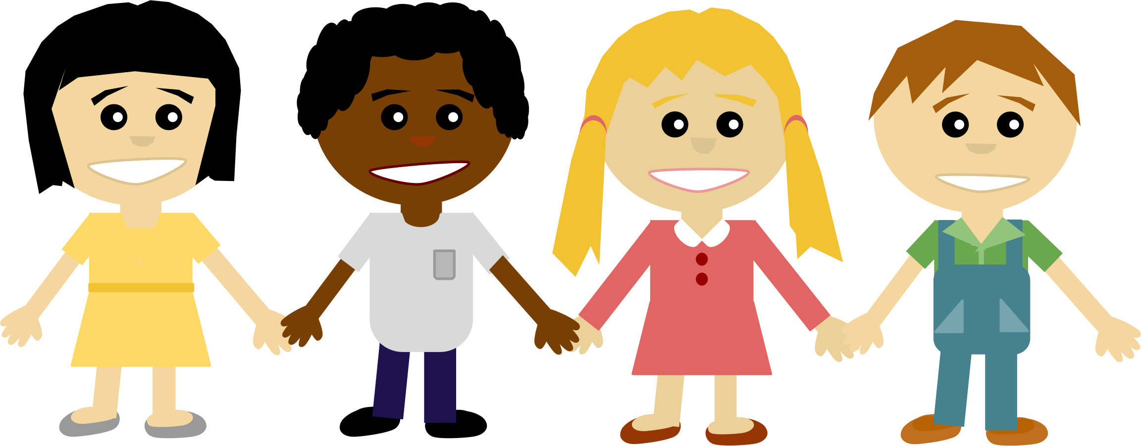 Friends Holding Hands Clipart (2304x902)