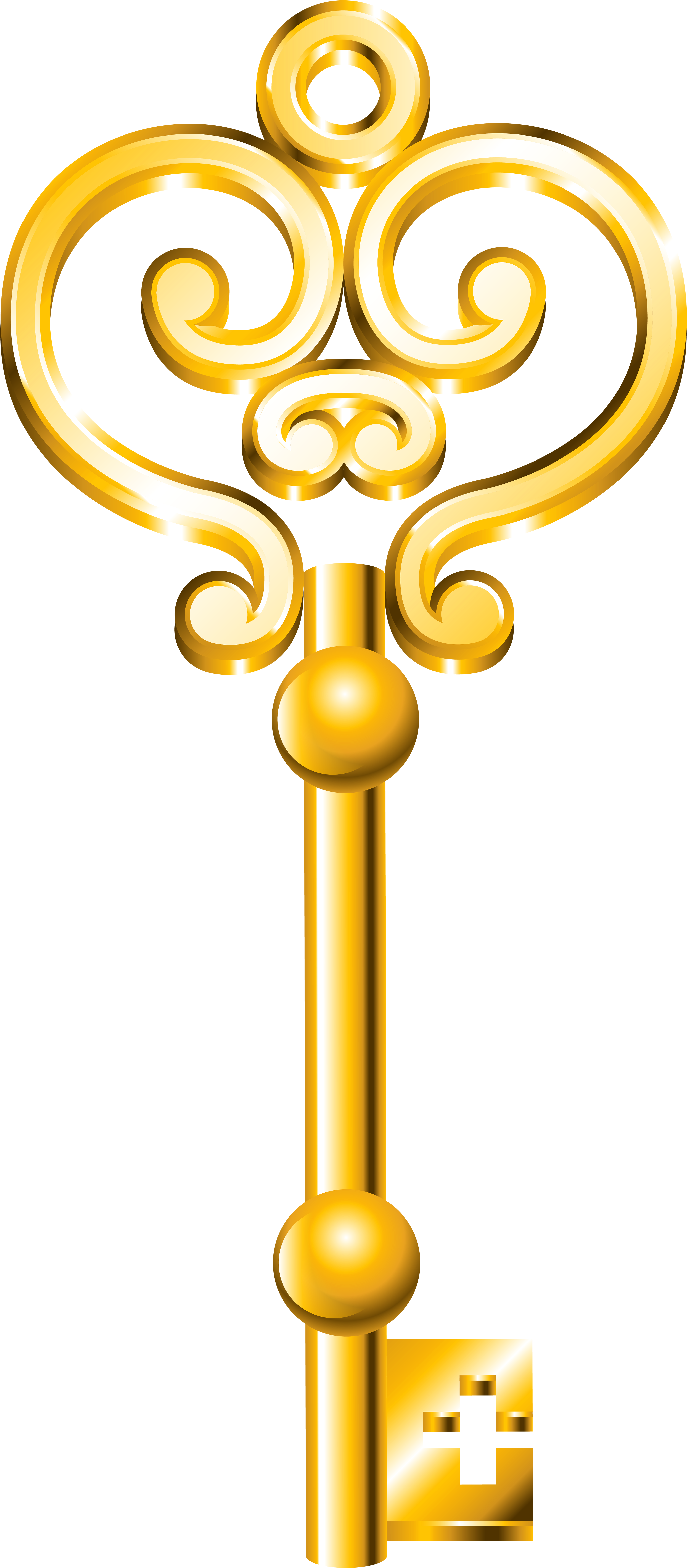 Golden Key Png Clip Art - Gold Key Png (3501x8000)
