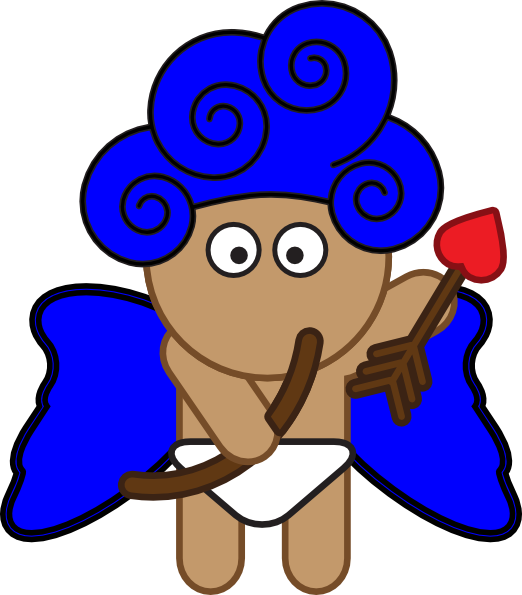 Blue Cupid Clip Art At Clker - Valentine's Day Kids Coloring Book: Children Activity (522x595)