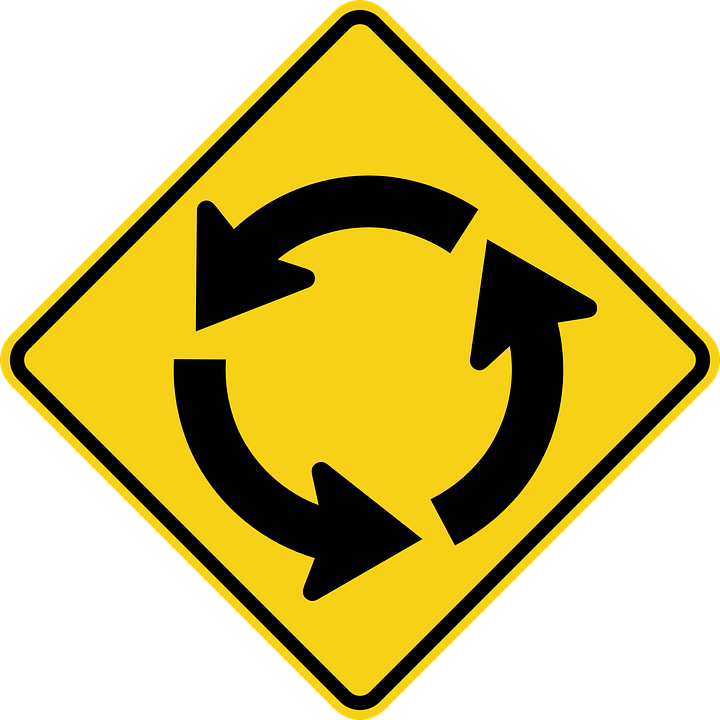 Sign, Arrow, Circle, Traffic, Round, Roundabout, Road - Round About Sign (1024x1024)
