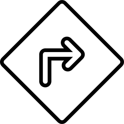 Turn Right White Arrow Vector - Señal De Transito Blanco Y Negro (400x400)