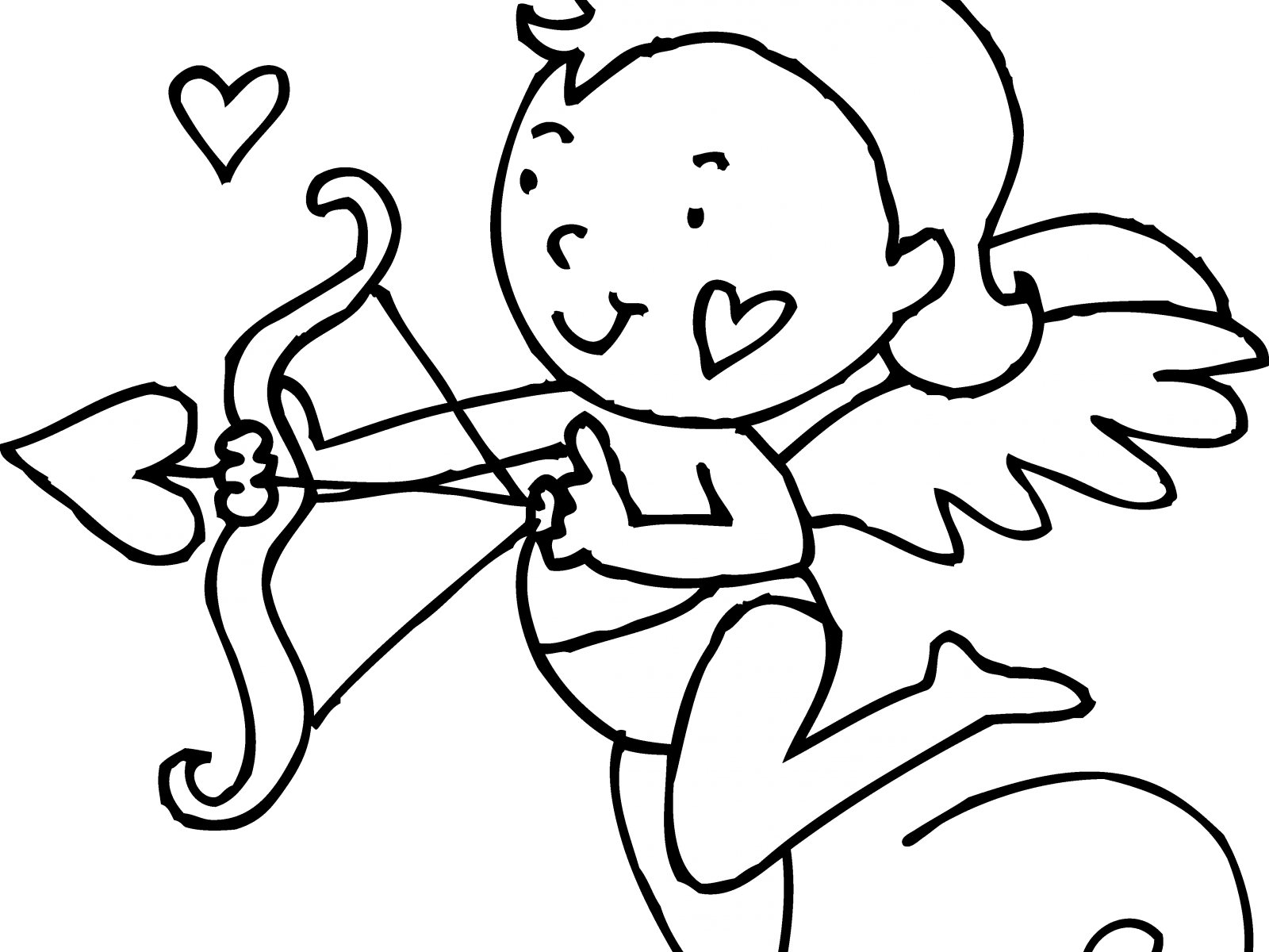 Adorable Cupid Valentine Coloring Page Pages Printable - Cupid Coloring Pages (1600x1200)