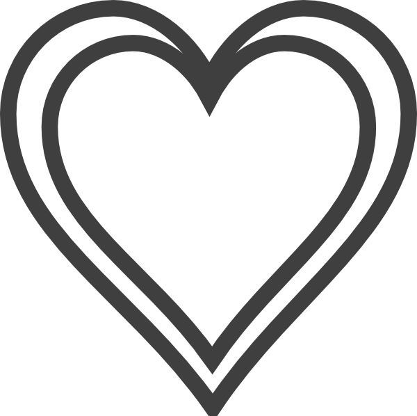 Double Heart Outline Clip Art - Silhouette Heart Clipart (600x598)