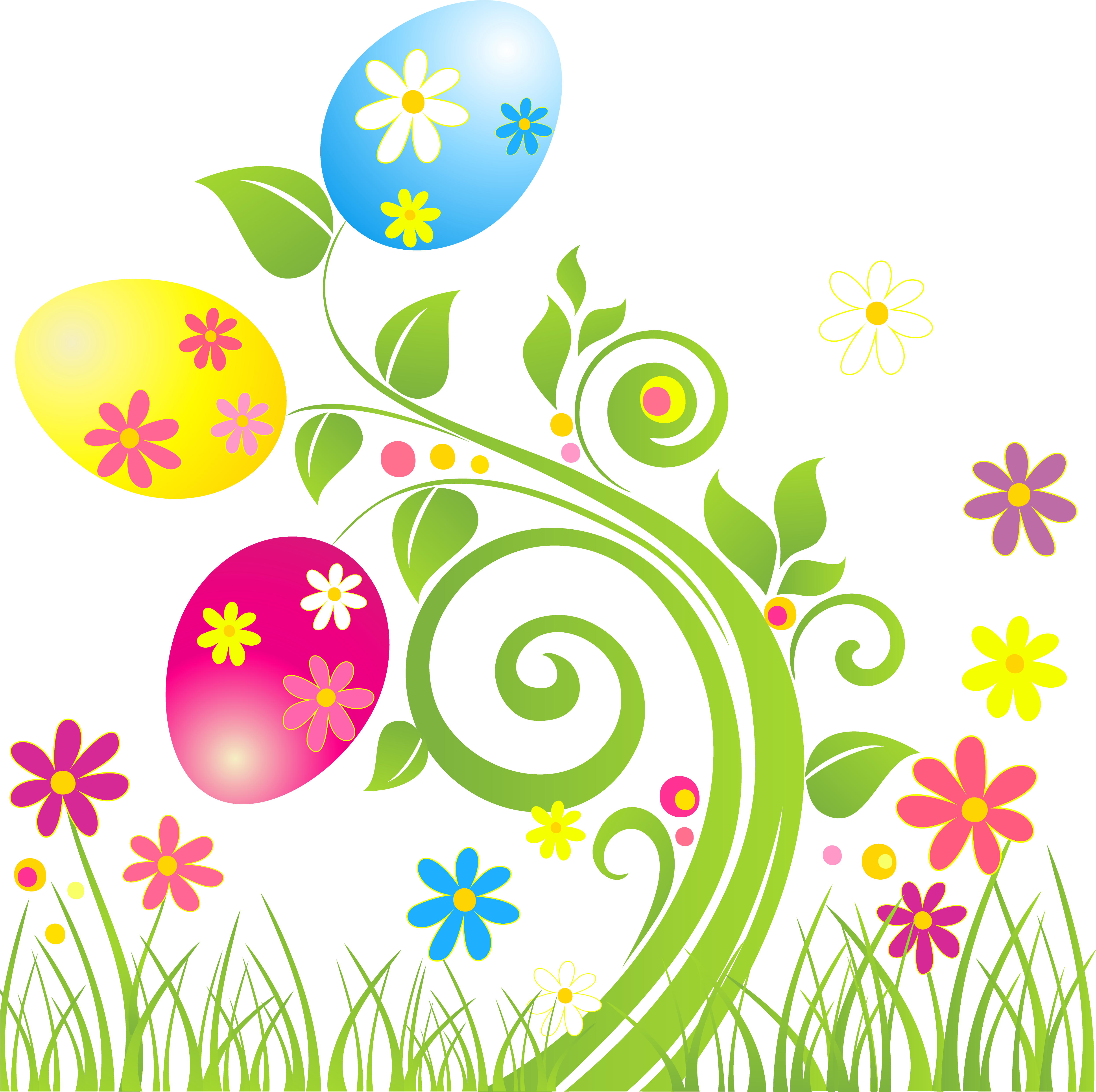 With Flower Background Easter Egg Clipart - Congratulations Easter (4977x5096)