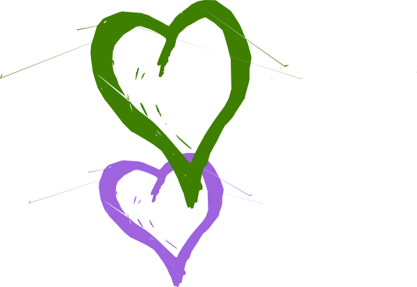Double Hearts Linked Clip Art - Green Heart Sketch Tile Coaster (600x413)