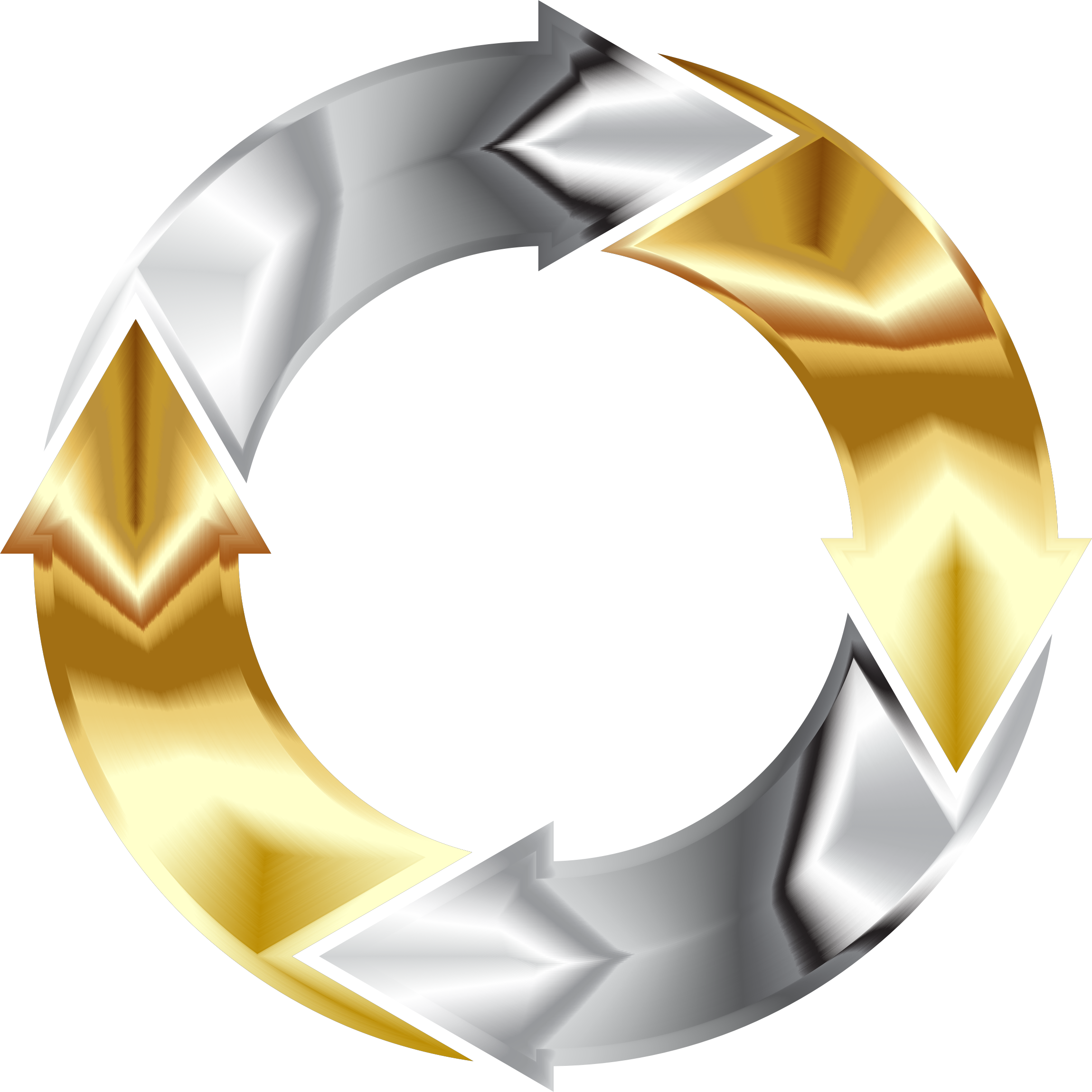 Gold And Chrome Circular Arrows - Circle Arrow Gold Png (2300x2300)