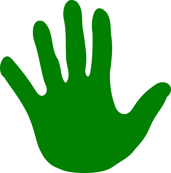 Green Left Hand Clip Art - Green Hand Clipart (588x595)