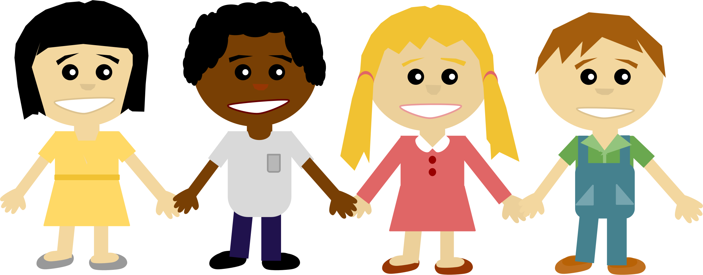 Holding Hands Clipart - Friends Holding Hands Clipart (2304x902)