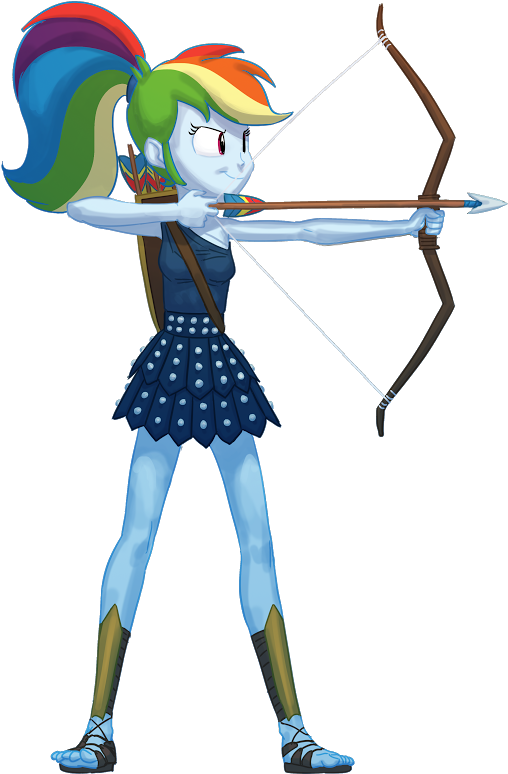 Aiming, Archer Dash, Arrow, Artist - Equestria Girls Rainbow Dash Side View (592x858)