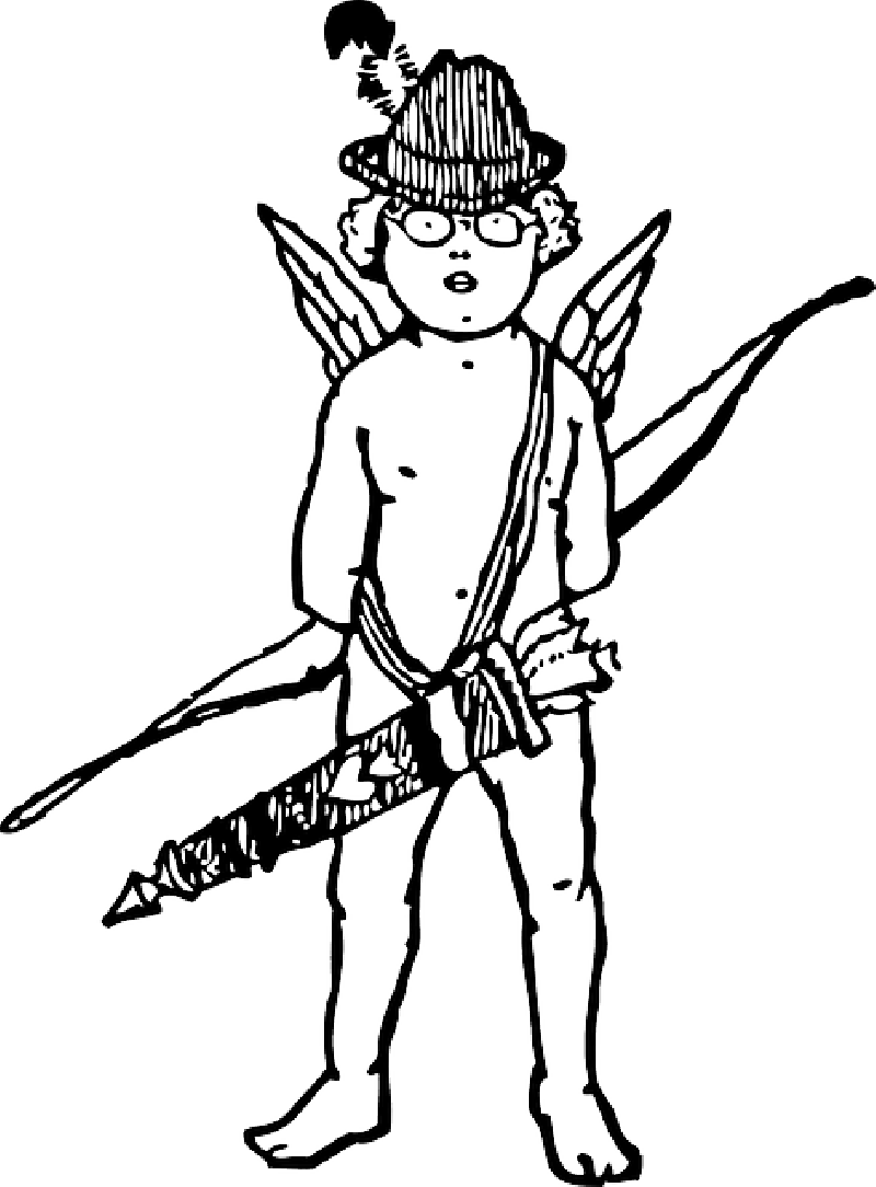 Black, Arrow, Boy, White, Hat, Wings, Bow, Cupid - Cupid (800x1084)