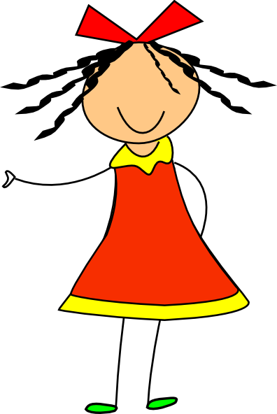 Girl Bow Clip Art At Clkercom Vector Online - Happy Girl Clipart (396x592)