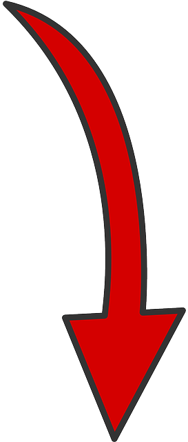 Red, Arrow, Down, Curved, Curve - Pfeil Png (320x640)