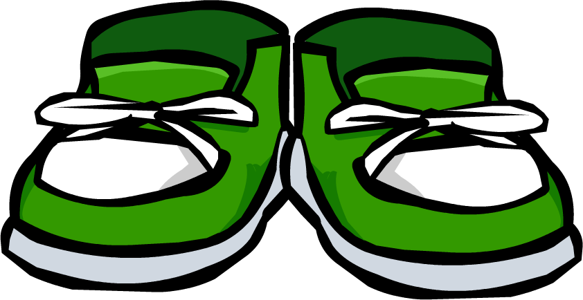 Green Sneakers - Club Penguin Green Shoes (842x434)