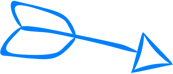 Arrow, Feather, Blue, Handdrawn, Doodle - Blue Arrow Doodle Png (680x340)