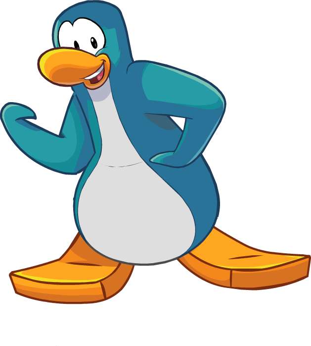Club Penguin Peach Penguin - Club Penguin Aqua Penguin (629x698)