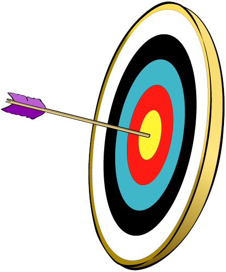 An Arrow Hitting The Bullseye Of A Target - Goal (447x538)