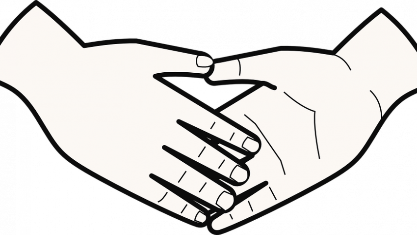 Idfc Bank To Acquire Grama Vidiyal Micro Finance - Shaking Hands Clip Art (850x478)