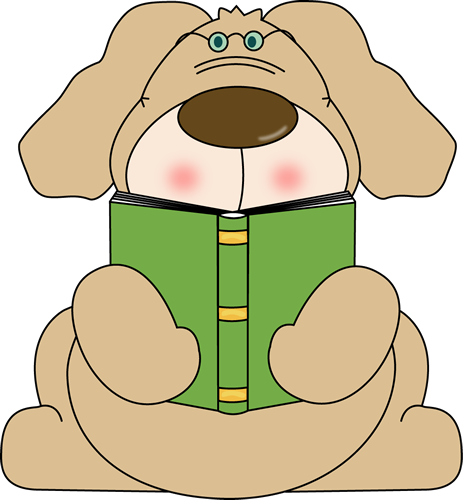Dog Reading Clip Art - Dog Reading A Book Clipart (463x500)