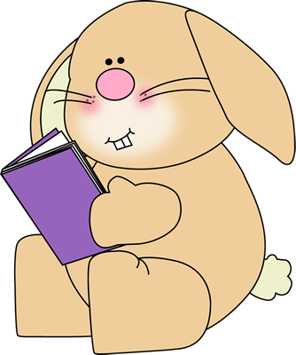 Bunny Reading School Book Clip Art - Rabbit Reading A Book Clipart (334x400)