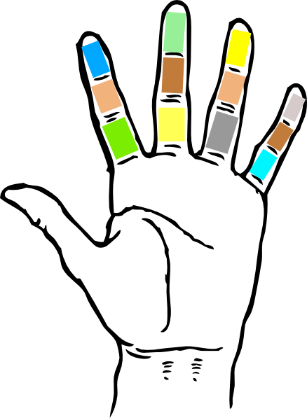 Very Big Hand Clip Art At Clipart - Palmistry Line From Thumb To Little Finger (438x597)