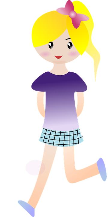 Running Girl Clipart 14, - Desenho De Menina Com Rabo De Cavalo (360x720)