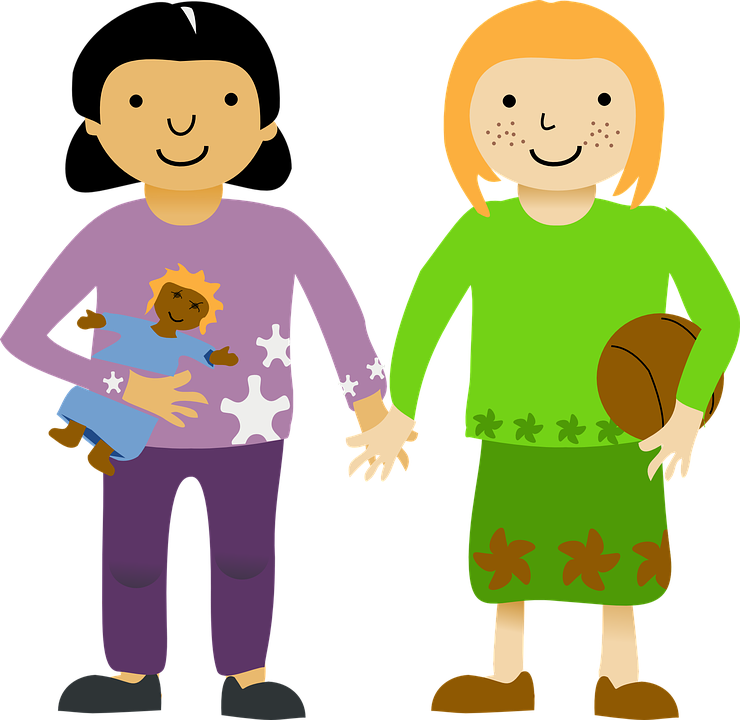 Kids Running Clipart 10, - Girls Holding Hands Clipart (740x720)