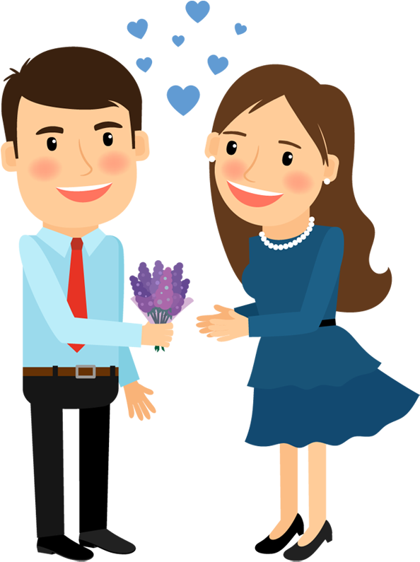 Man And Woman In Love Clipart - Cartoon In Love Png (600x800)