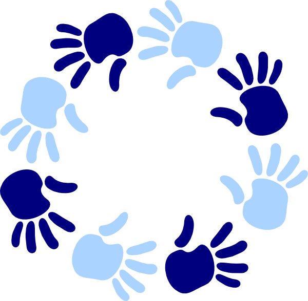 Hand Clipart Blue - Circle Of Hands Clipart (600x588)