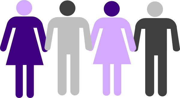 Men Women Holding Hands Clip Art - Gender Neutral Bathroom Symbol (600x326)