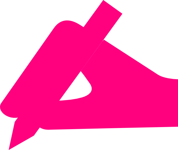 Pink Writing Hand Clip Art At Clker - Pink Writing (600x504)