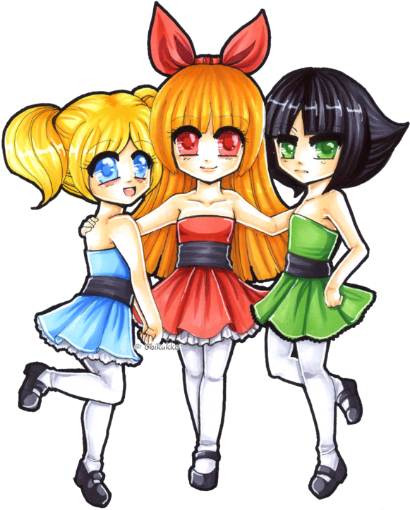 The Powerpuff Girls By Chikukko - Cartoon (600x760)
